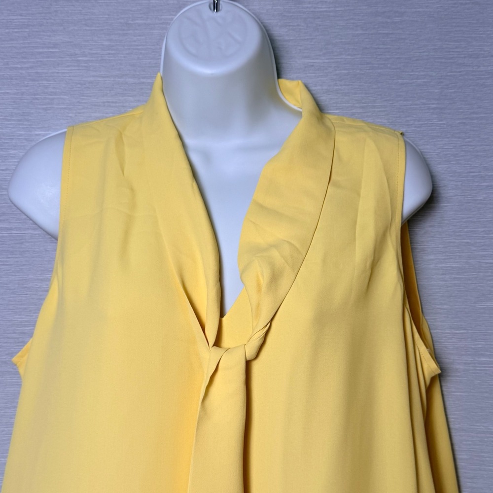 Ann Taylor Womens Yellow Tie Neck Sleeveless Blouse Top Size M NWT 40288857 - Picture 4 of 7